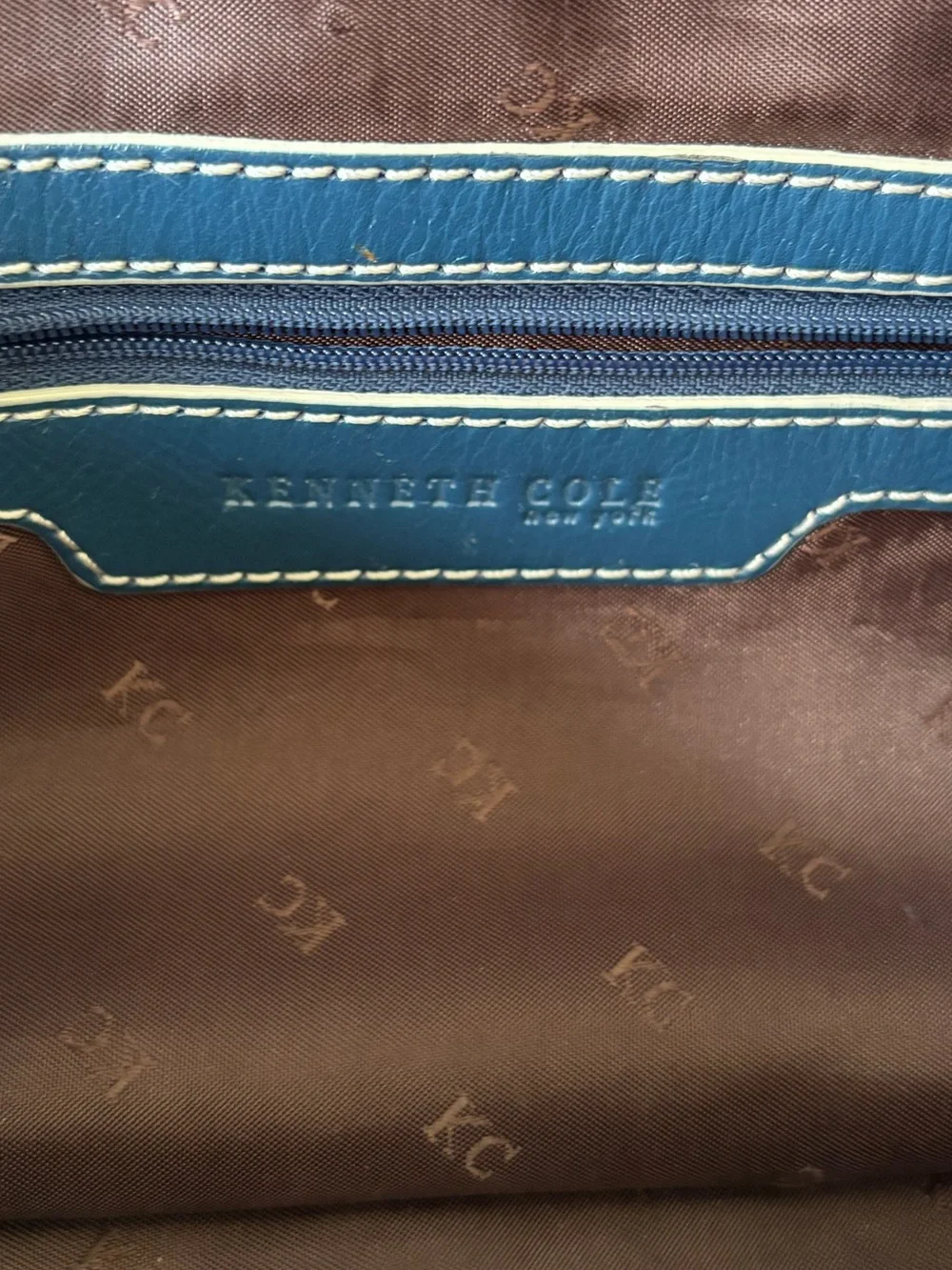 Kenneth Cole Blue Leather Shoulder Bag